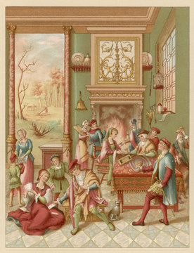 16th century Social Interior. Date: early 16th century