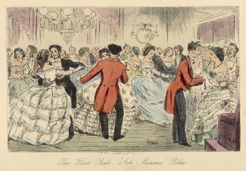 Fototapeta na wymiar Polka at a Hunt Ball. Date: 1858