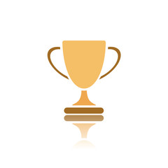 Trophy icon with reflection on white background