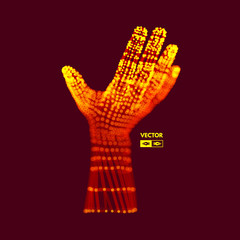 Human Arm. Hand Model. Connection structure. Future technology concept. 3D Vector illustration.