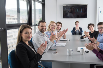 Group of young people meeting in startup office
