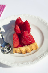 Detail of strawberry cake portion