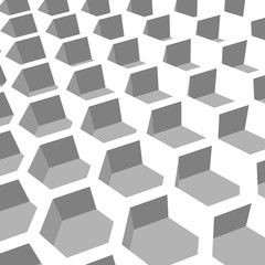 Perspective view on honeycomb. Hexagon pattern background. Isometric geometry