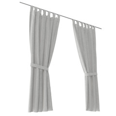 Classic warm white curtain. Isolated on white. 3D illustration. Include path.