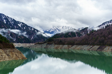 Mountain and lake in Kurobe Dam