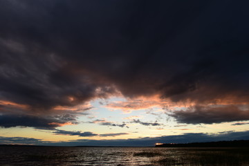 Twilight glow of clouds of the sky at sunset