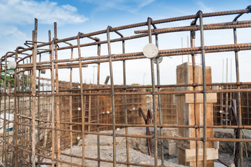 Reinforcing steel bars for building.