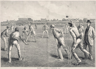 England V Australia. Date: late 19th century