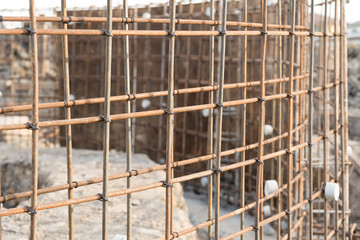 Reinforcing steel bars for building.