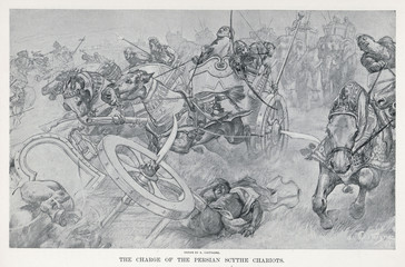 Fototapeta na wymiar Persian War Chariots. Date: circa 330 BC