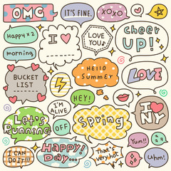 Set of Hand Drawn Speech and Thought Bubbles Doodle