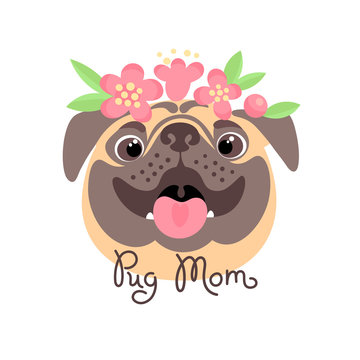 Pug Mom. Image of happy mother dog.