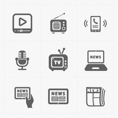 Vector Media Icons set on white background