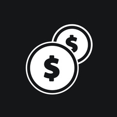 Vector Coins Icon with dollar sign.