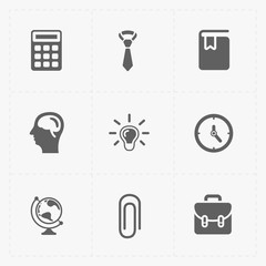 Six Flat education cons set on White Background