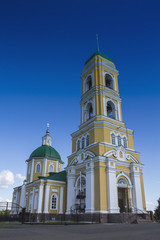 Fototapeta na wymiar Temple of Orthodox Christians against the blue sky.