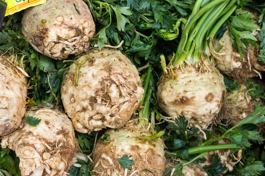 green and beige celeri fresh from harvest