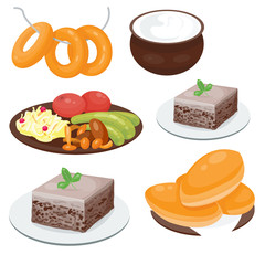 Traditional Russian cuisine culture dish course food welcome to Russia gourmet national meal vector illustration © Vectorwonderland