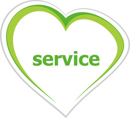 marketing concept, service word on love heart