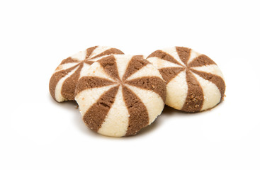 Striped cookies with chocolate filling