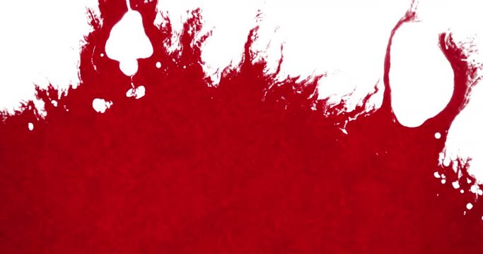 abstract red blood ink watercolor splatter splash on white background, dangerous horror or medical health care concept