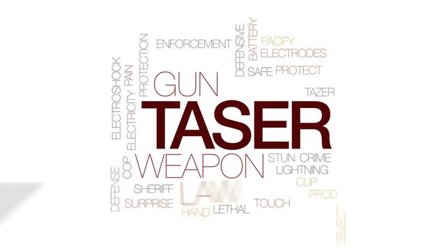 Taser animated word cloud, text design animation. Kinetic typography.