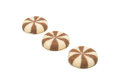 Striped cookies with chocolate filling