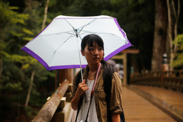 japanese young woman have umbrella