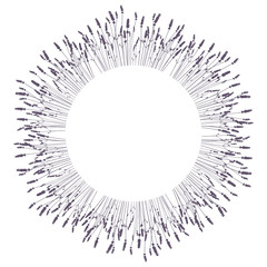  Vector floral background with realistic lavender flowers in a circle.