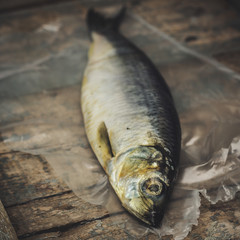 Herring on a wooden surface
