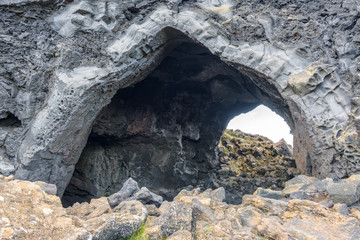Amazing lava cave Kirkjan at Dimmuborgir area in Myvatn lake, Iceland
