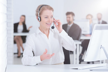 Fototapeta premium Woman working in call center