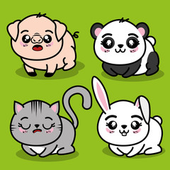 set of cute animals vector illustration graphic design