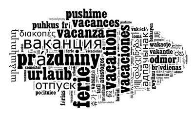 Obraz na płótnie Canvas Word Vacation in different languages