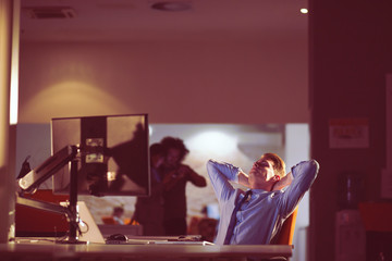 businessman relaxing at the desk