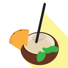 Isolated coconut cocktail on a white background, Vector illustration