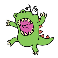 Mad cartoon dinosaur. Vector illustration.