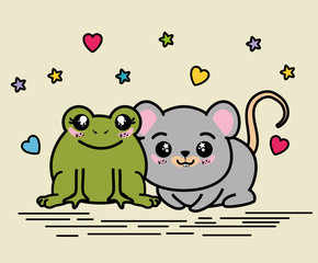 Cute and lovely animals cartoon vector illustration graphic design