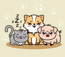 Cute and lovely animals cartoon vector illustration graphic design