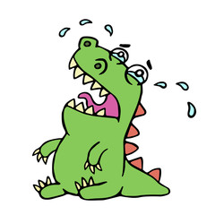 Cartoon crying dinosaur. Vector illustration.