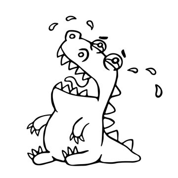 Cute crying dragon. Vector illustration.