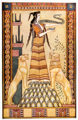 Cretan Snake Goddess - obrazy, fototapety, plakaty