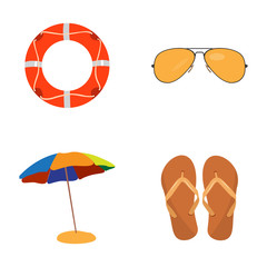 Set of summer icons on a white background, Vector illustration