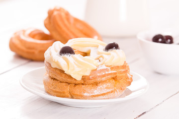 Zeppole with pastry cream.