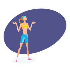 Girl engaged in exercise therapy and does breathing exercises, relaxes.