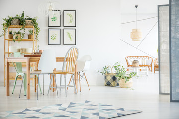 Dining room with plants