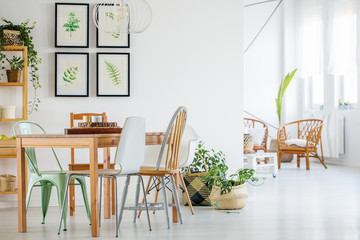 Table and chairs in modern interior