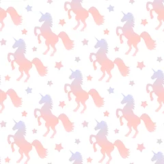 Acrylic prints Unicorn cute gradient unicorn silhouette seamless pattern background illustration