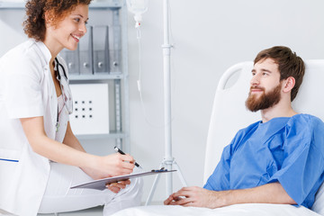 Man talking to doctor