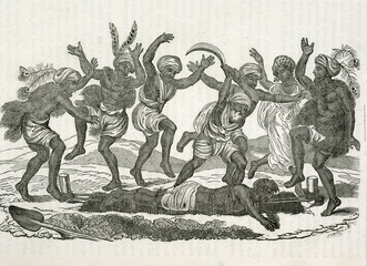 Obraz premium Indian Man Sacrificed. Date: 1838